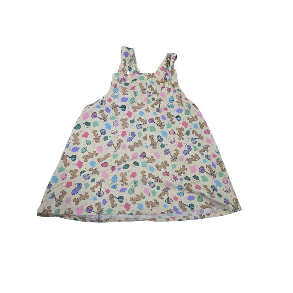 Vintage Easter Bunny Print Girls Dress